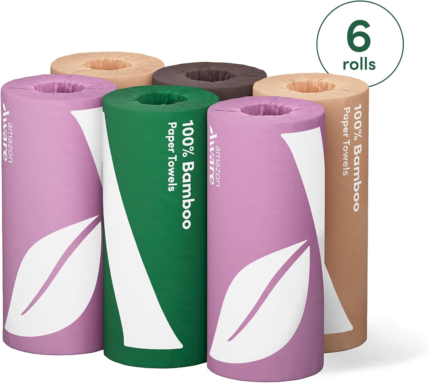 Bamboo Paper Towels, 6 Rolls, 2 ply, FSC Certified, 150 Sheets, 900 Count,