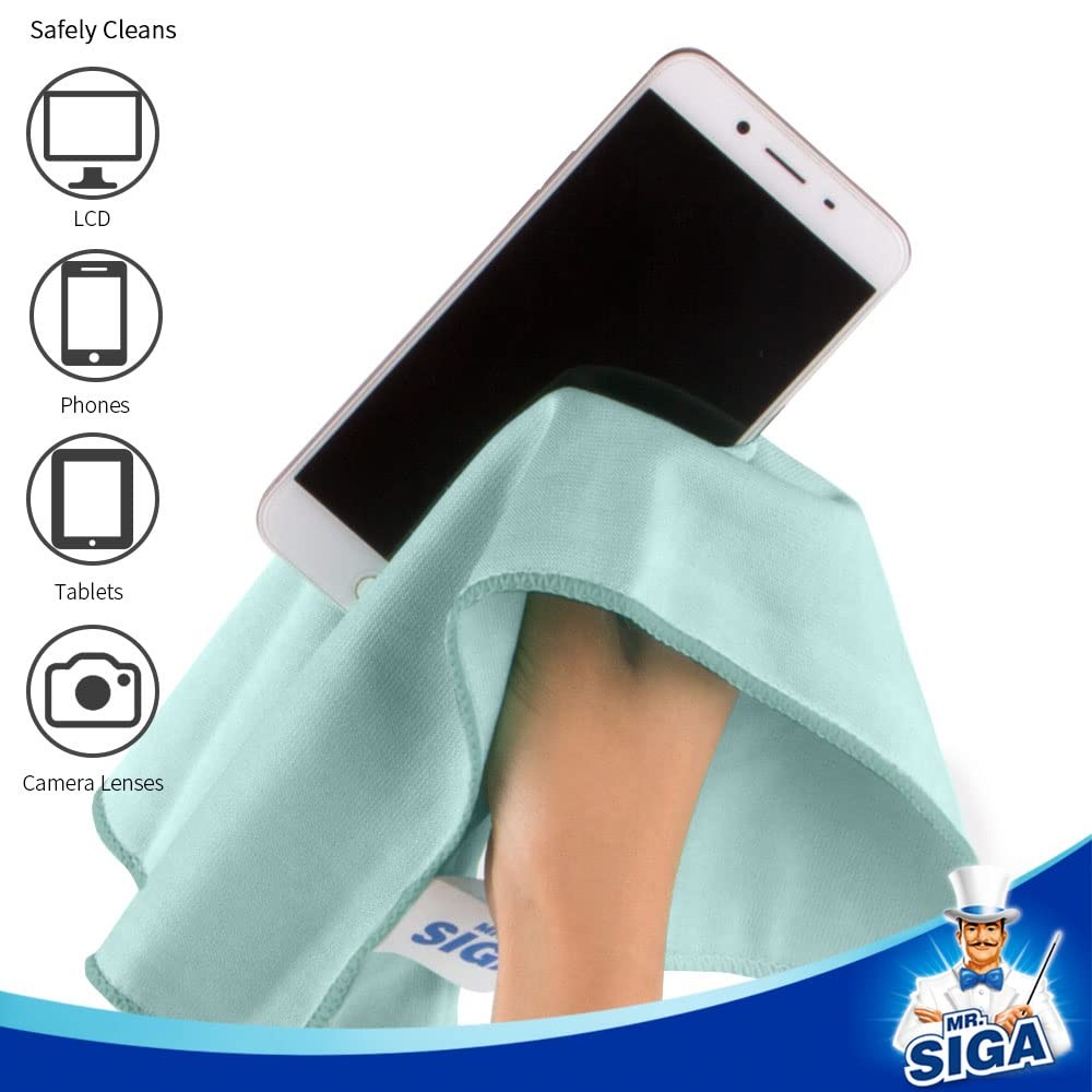 MR.SIGA Ultra Fine Microfiber Cloths for 12 Pack-13.7 X 15.7 inch, Green