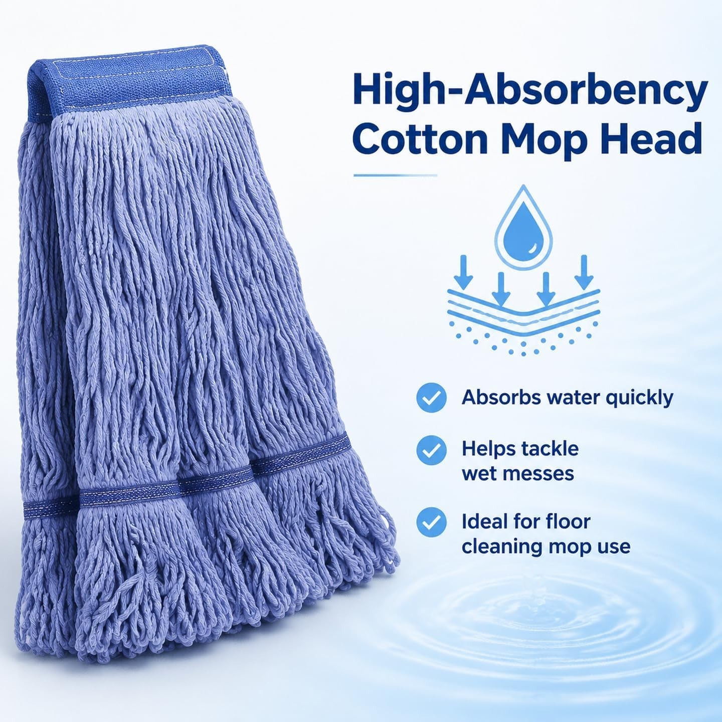 2 Pack Mop Head Replacement, Cleaning Heavy Duty Mop Head Commercial Replacem