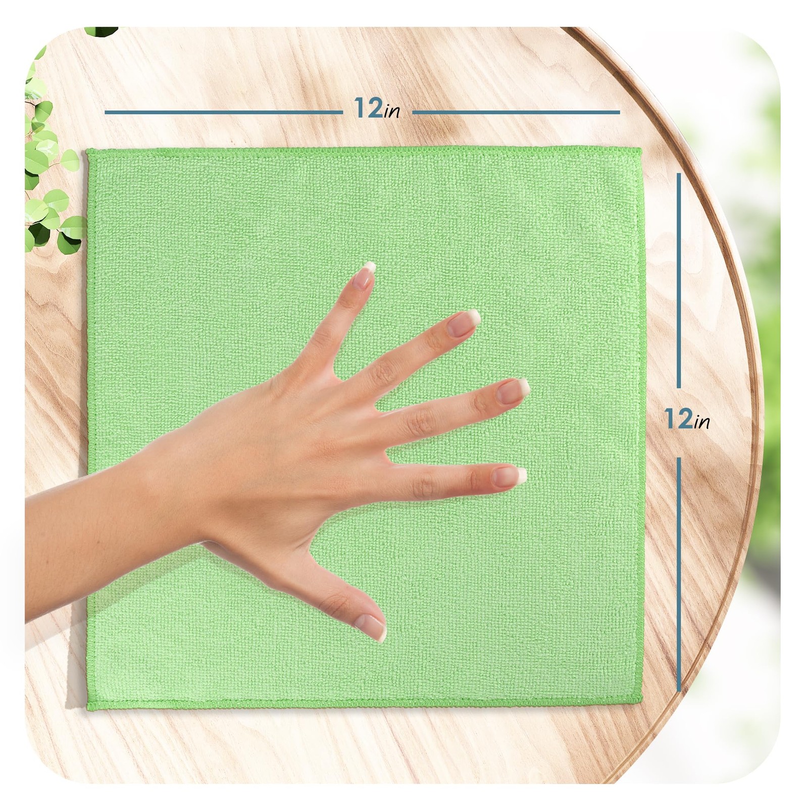 12 Pack Green Microfiber Cleaning Towels 12×12 Inch Soft Absorbent Home Offic…