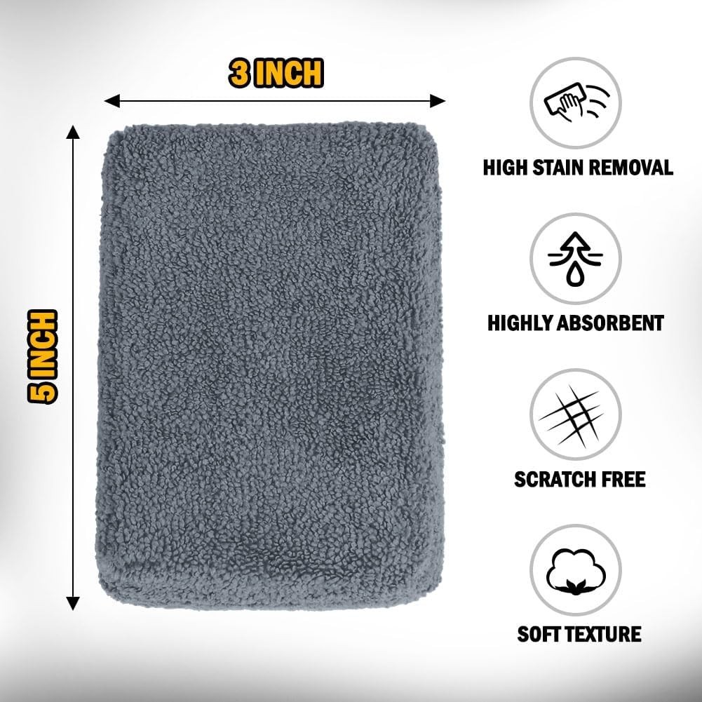 6-Pack Bug Scrubber Sponge 5.9X3.5-Inch Yellow Microfiber Large Car Wash Reusabl