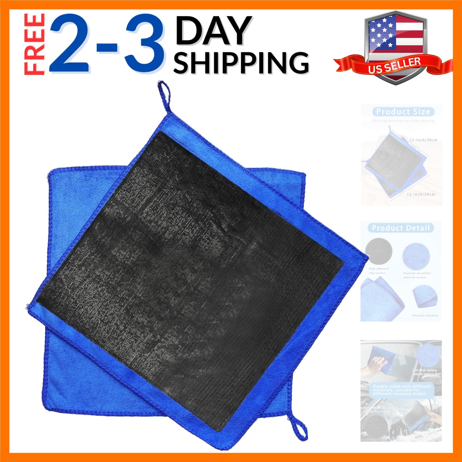 2 Pack Clay Towel 12 x 12 Inch, Clay Bar Towel for Auto Detailing Microfiber …