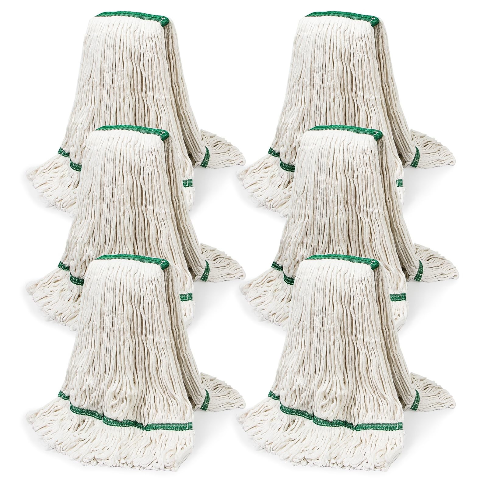 6Pack Mop Head Replacement Lightweight 20oz Heavy Duty Commercial Reusable White