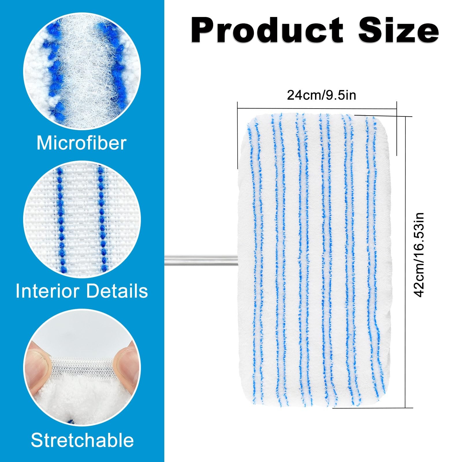 5 PCS Mop Refills Microfiber Heads Replacement Washable Pads 15×8 Inch Flat