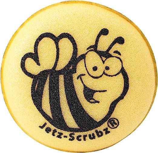 Jetz-Scrubz BEE-ZZZ Kitchen Scrubber Sponges, Round 4.5″ Made in USA (Pack of 6)