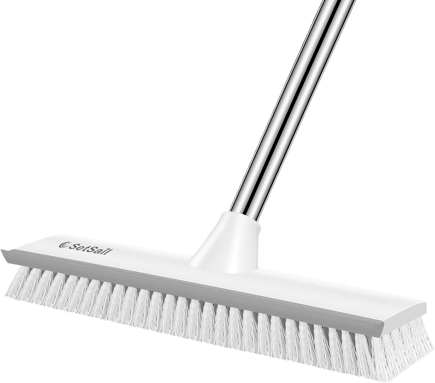 Floor Scrub Brush with 51-Inch Long Adjustable Handle 2 in 1 Scrape Brush Stiff