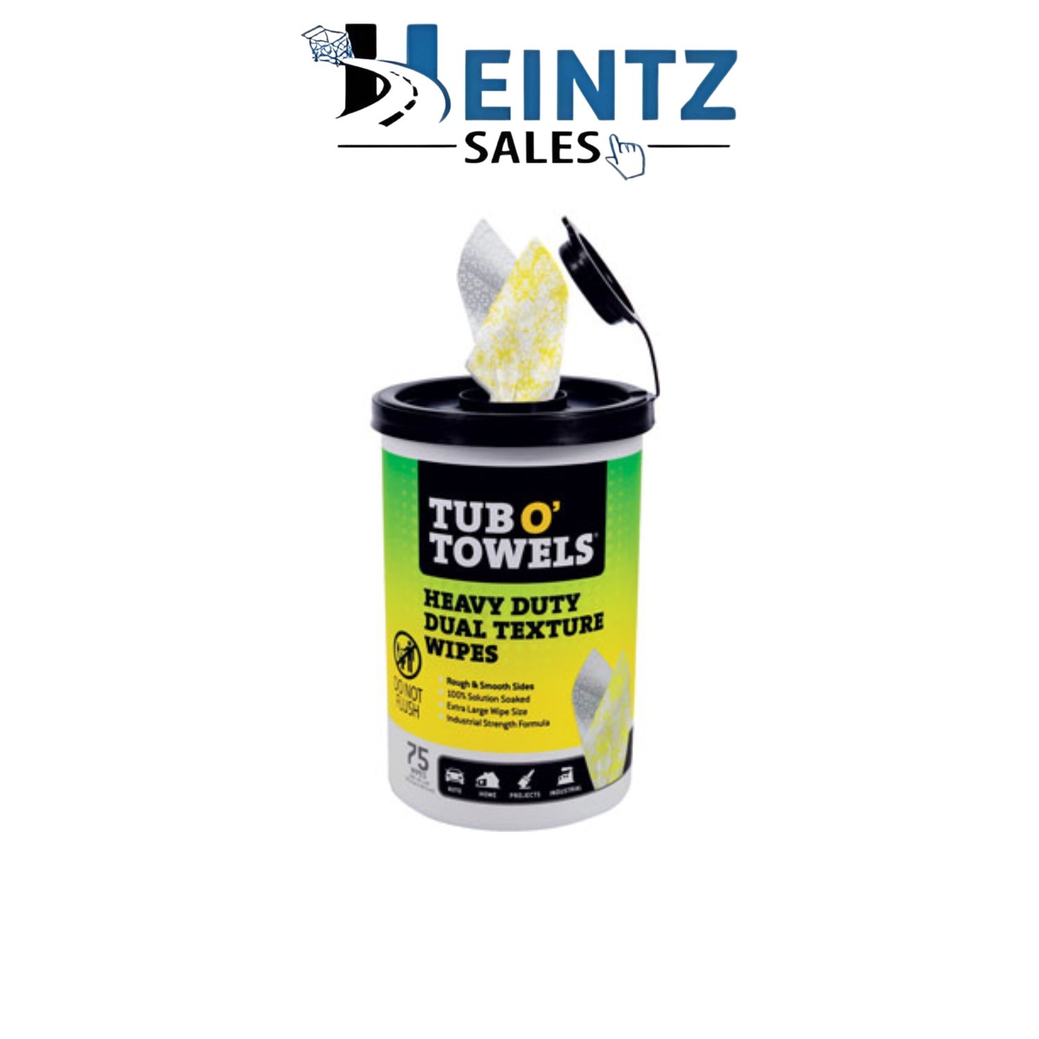 Tub O Towels TW75 6-PACK Heavy Duty Dual Texture cleaning Wipes – 75 ct