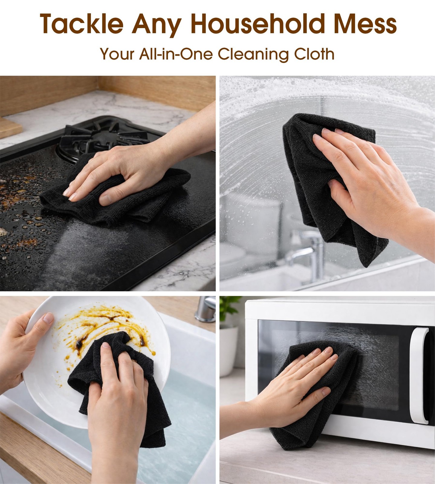Microfiber Cleaning Cloth Roll, 100 Pack – Lint-Free, Reusable, Washable Towels