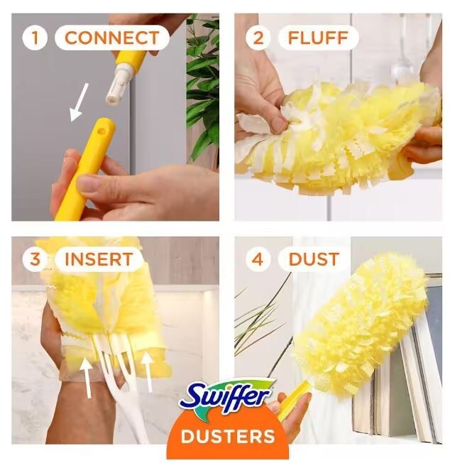 Swiffer 6-CT HEAVY DUTY DUSTERS Multi Surface Trap + Lock 360° Dusting Unscented