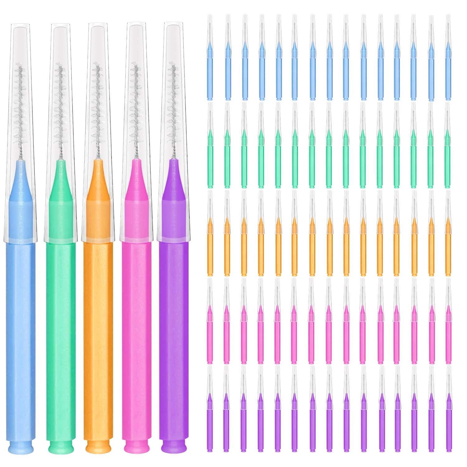 EasyHonor Braces Brush 1 Count (Pack of 75), Blue,green,orange,pink,purple