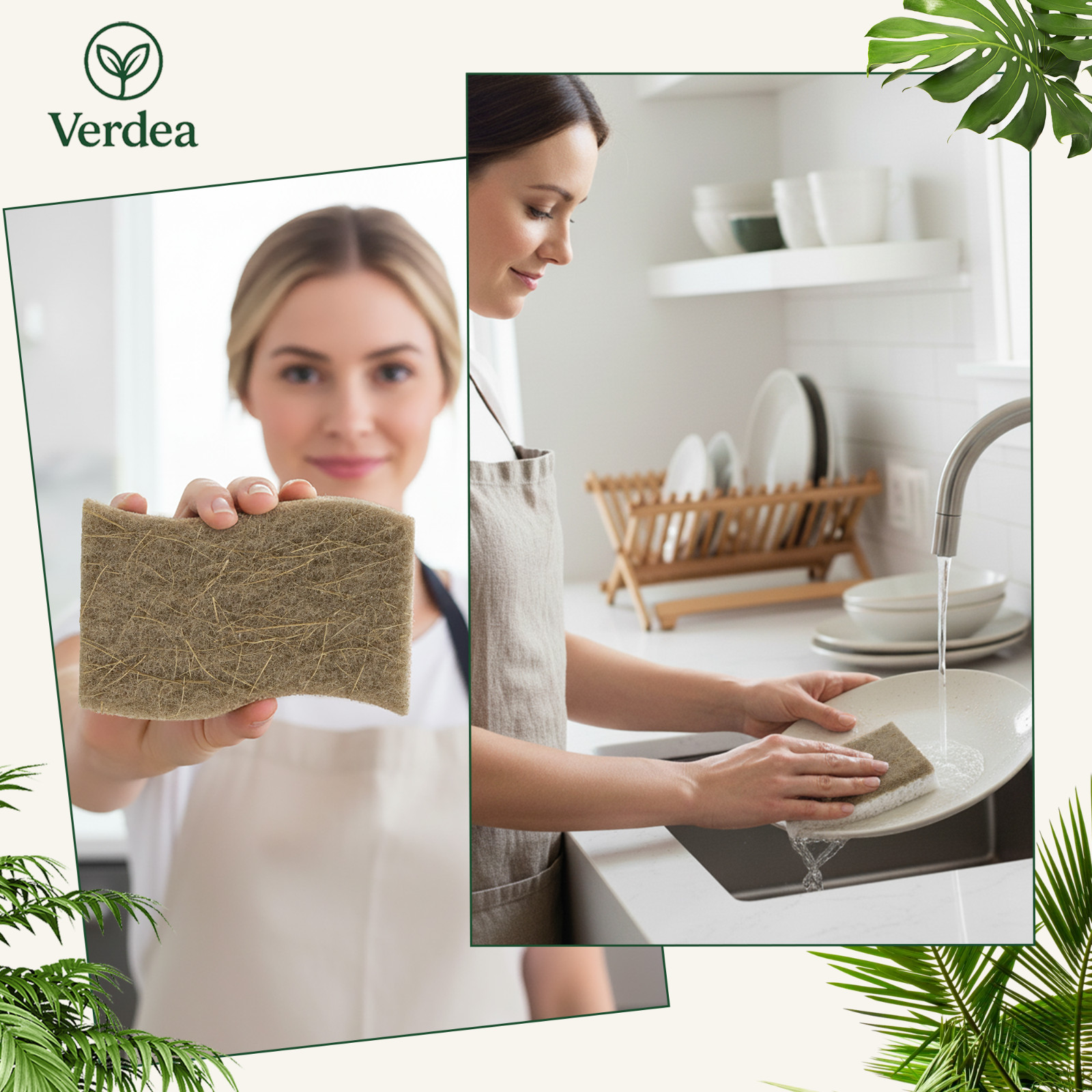 Verdea Natural Coconut Dish Sponges – Eco-Friendly Biodegradable Scrubbers