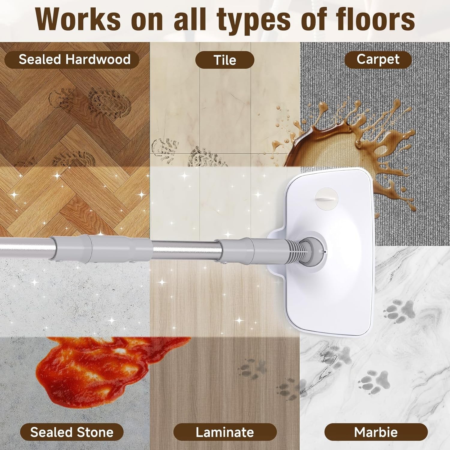 13-in-1 Handheld Steam Mop with 500ML Tank & 23FT Cord for Powerful Cleaning