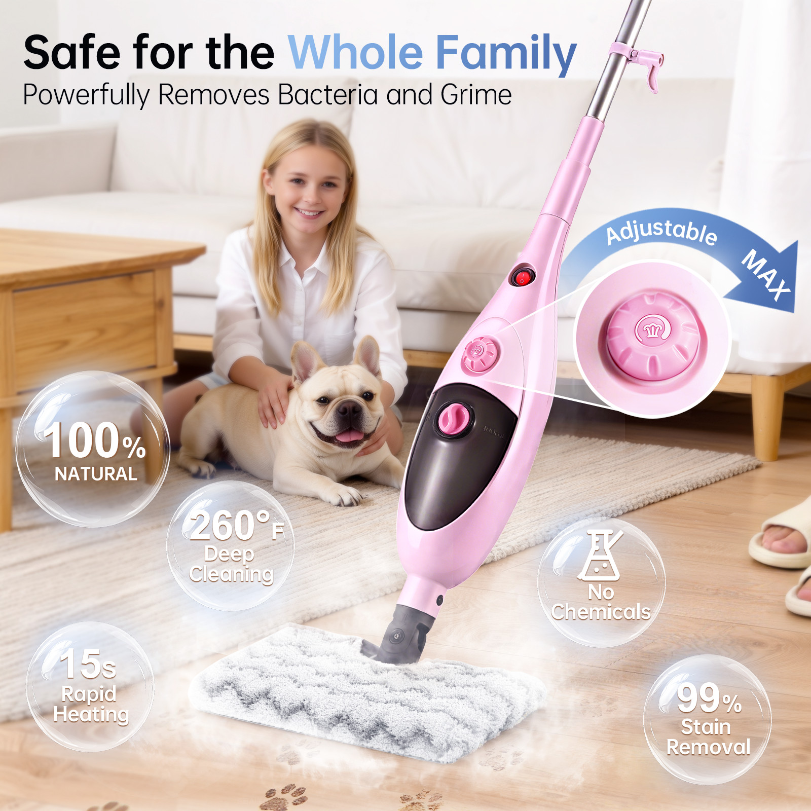 Household Steam cleaner Pet Steam Mop with Multi-Purpose Cleaning Tools