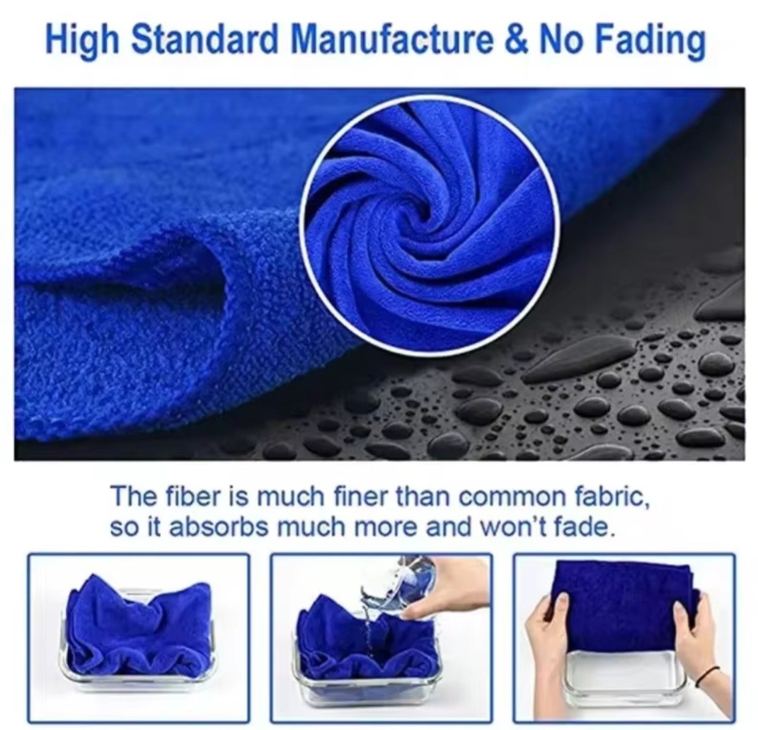 100PCS Microfiber Cleaning Cloths 12″x12″ Blue Towels Car Wash Detailing Lint Fr