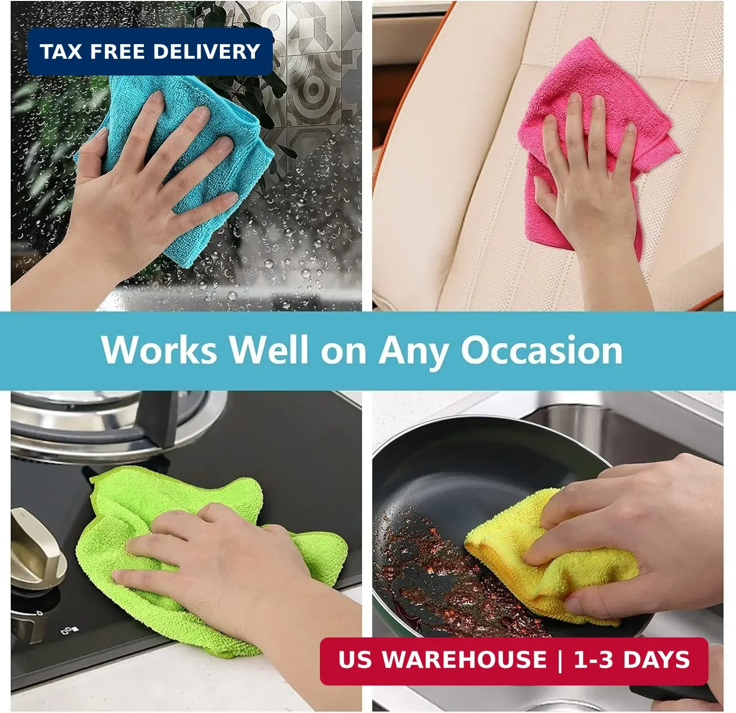 HOMEXCEL Microfiber Cleaning Cloth 210GSM, Pack of 12, Size:11.5″ x 11.5″, Ultra