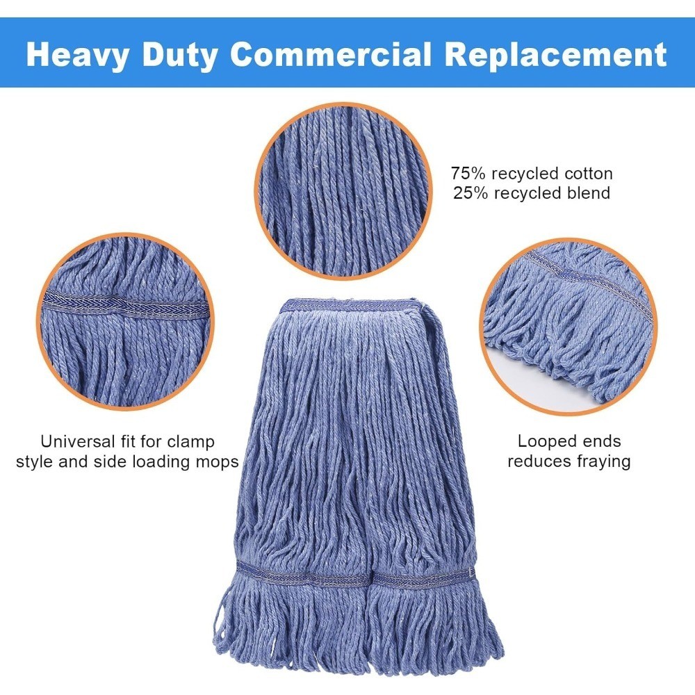Heavy Duty Commercial Replacement Mop Head Wet Industrial Looped End String
