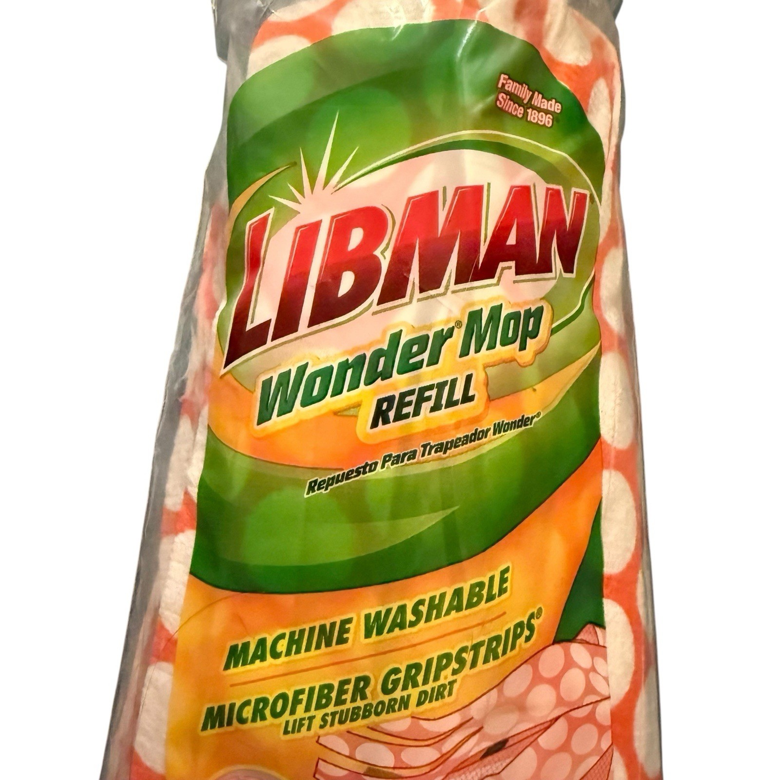 Libman Wonder Mop Refill Red White Polka Dot Micro Fiber Grip Strips New Sealed