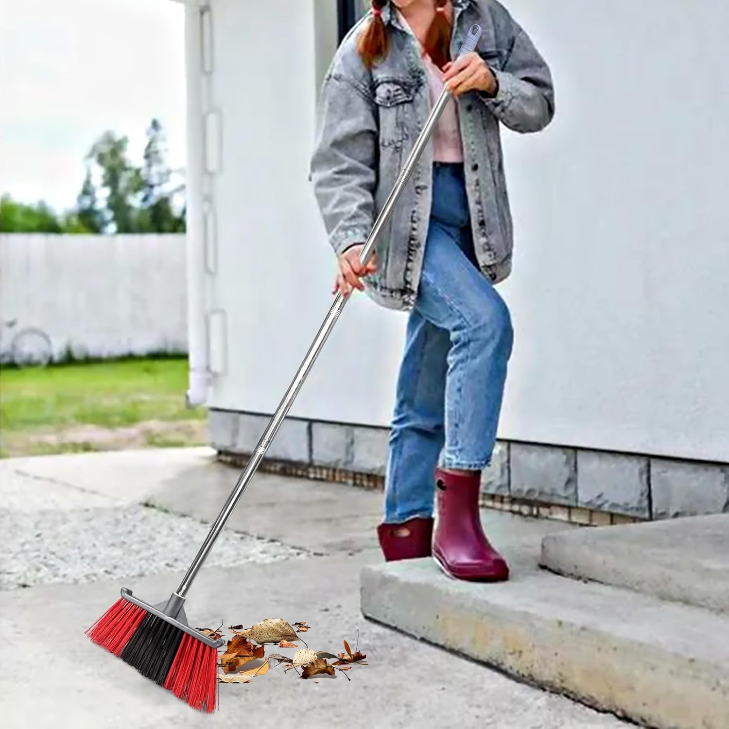 Outdoor Broom, Outside Heavy Duty Brooms for Sweeping Outdoor, Floor Broom is Ap