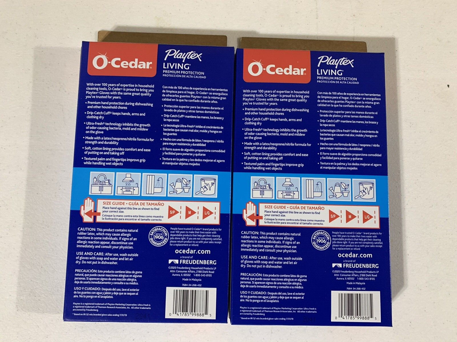 2 New Pair Medium Gloves – O-Cedar Playtex Living PREMIUM Protection – Drip Cuff