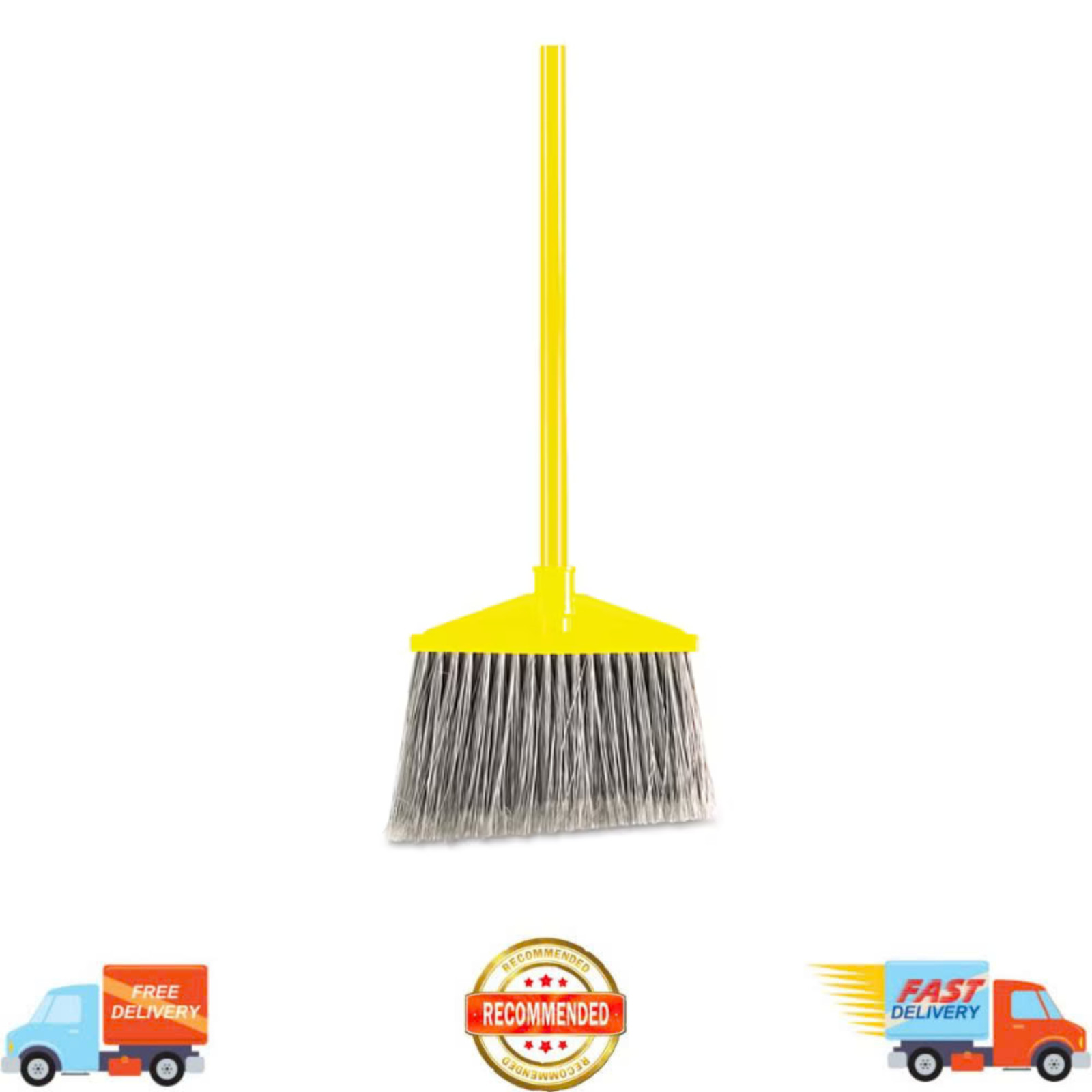 Rubbermaid Commercial Large Angled Push Broom with Metal Handle Indoor/Outdoor
