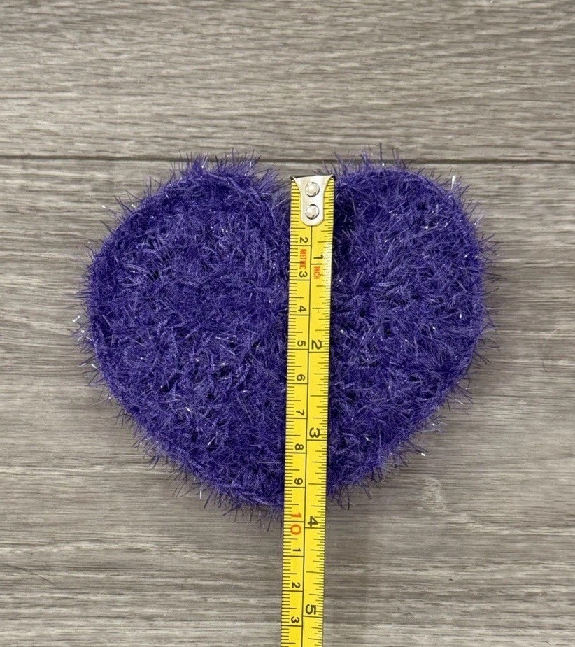 Handmade Dish Scrubber Silver Sparkle Heart Shape Non-Scratch Scrubby 3.75”