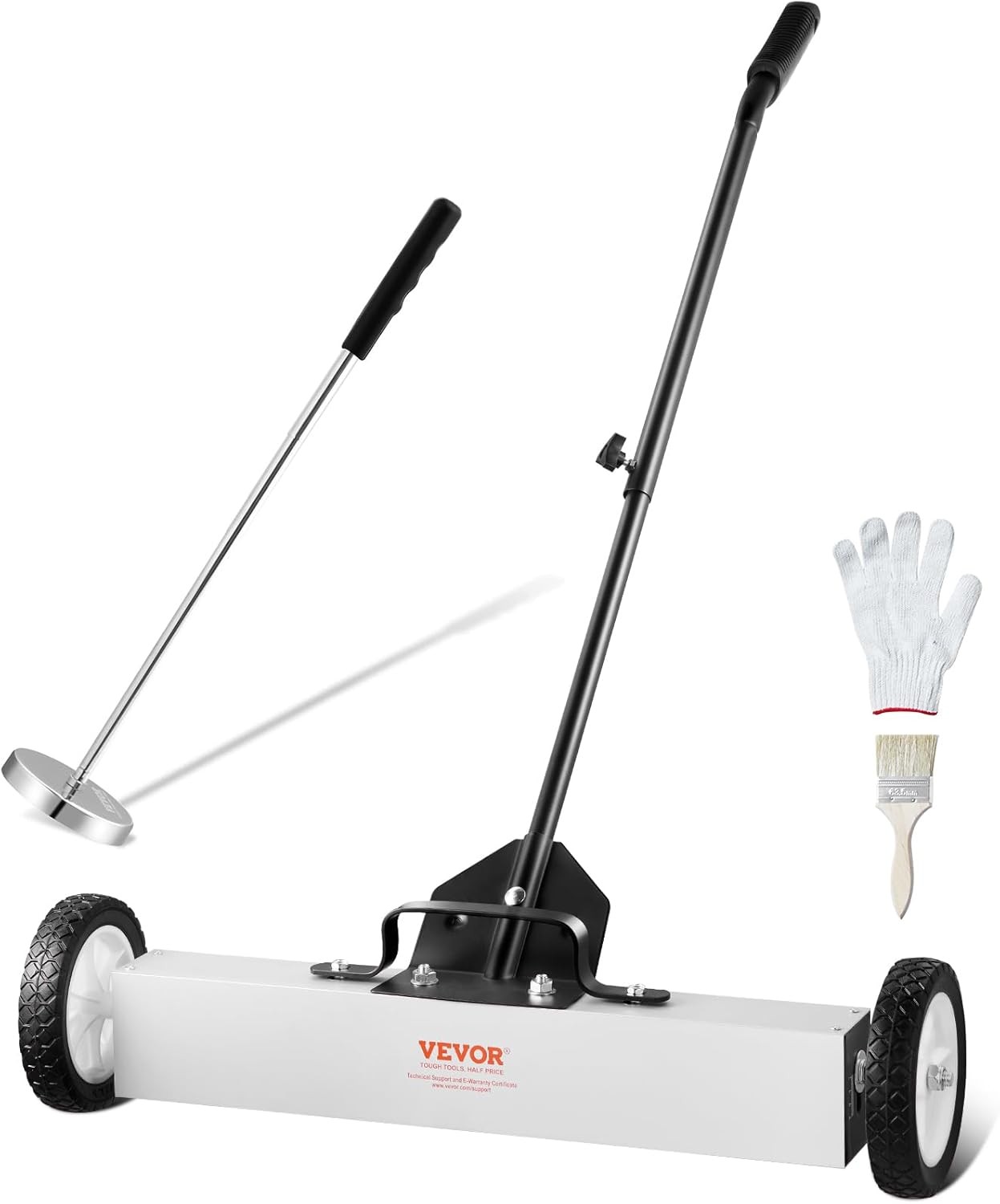 24-Inch Magnetic Sweeper with Wheels, 50 lbs Capacity, with Telescoping Magnetic