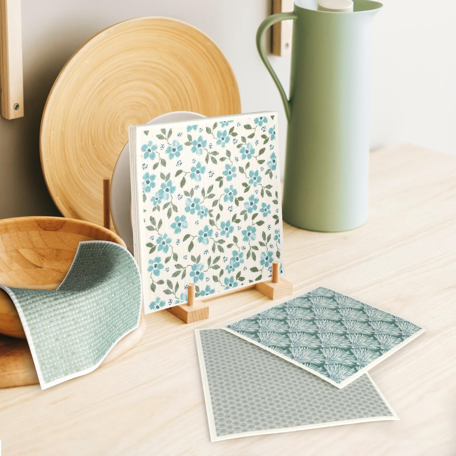 Pinsit Green Swedish Dishcloths for Kitchen, 6 PCS Swedish Dish Cloths, 7.5 x…