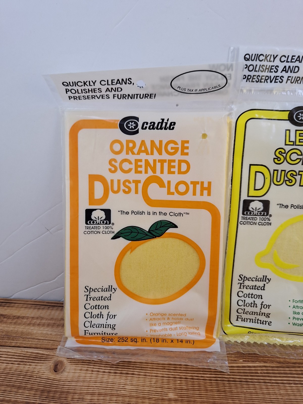 Orange And Lemon Scented Cotton Dust Cloth by Cadie New Old Stock Lot 2 Packs