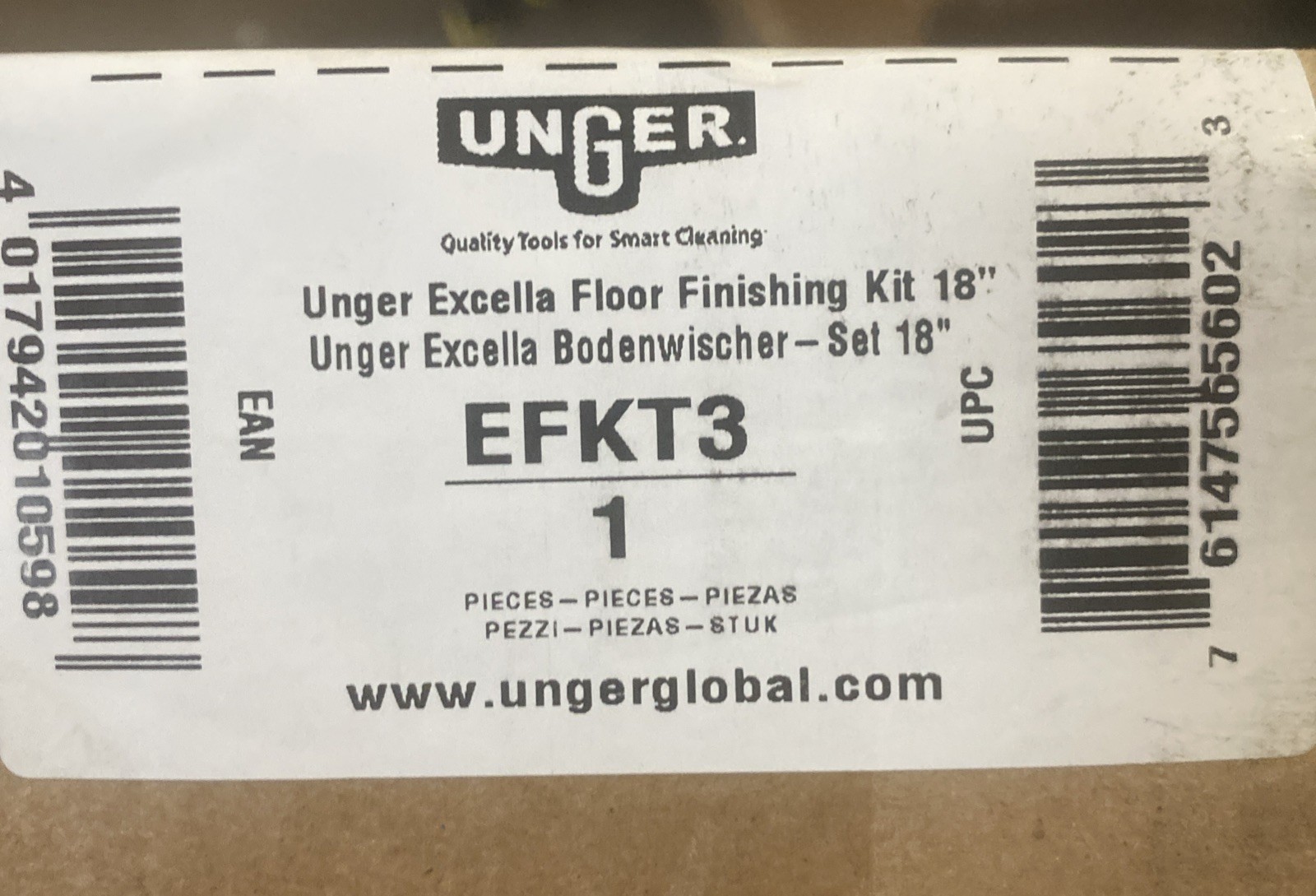 Unger EFKT3 18″ Excella Floor Finishing Mop Kit