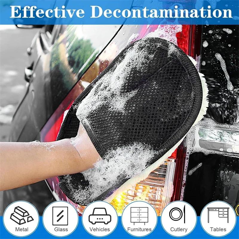 Car Cleaning Sponge Glove Car Polishing Washing Mitt Gloves Microfibre Wash for