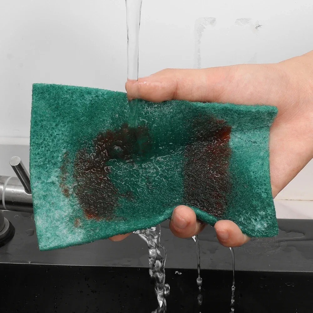 Double Sided Scrub Pad Grinding Rags Dishcloth Washing Clean Oil Removal Pan Pot