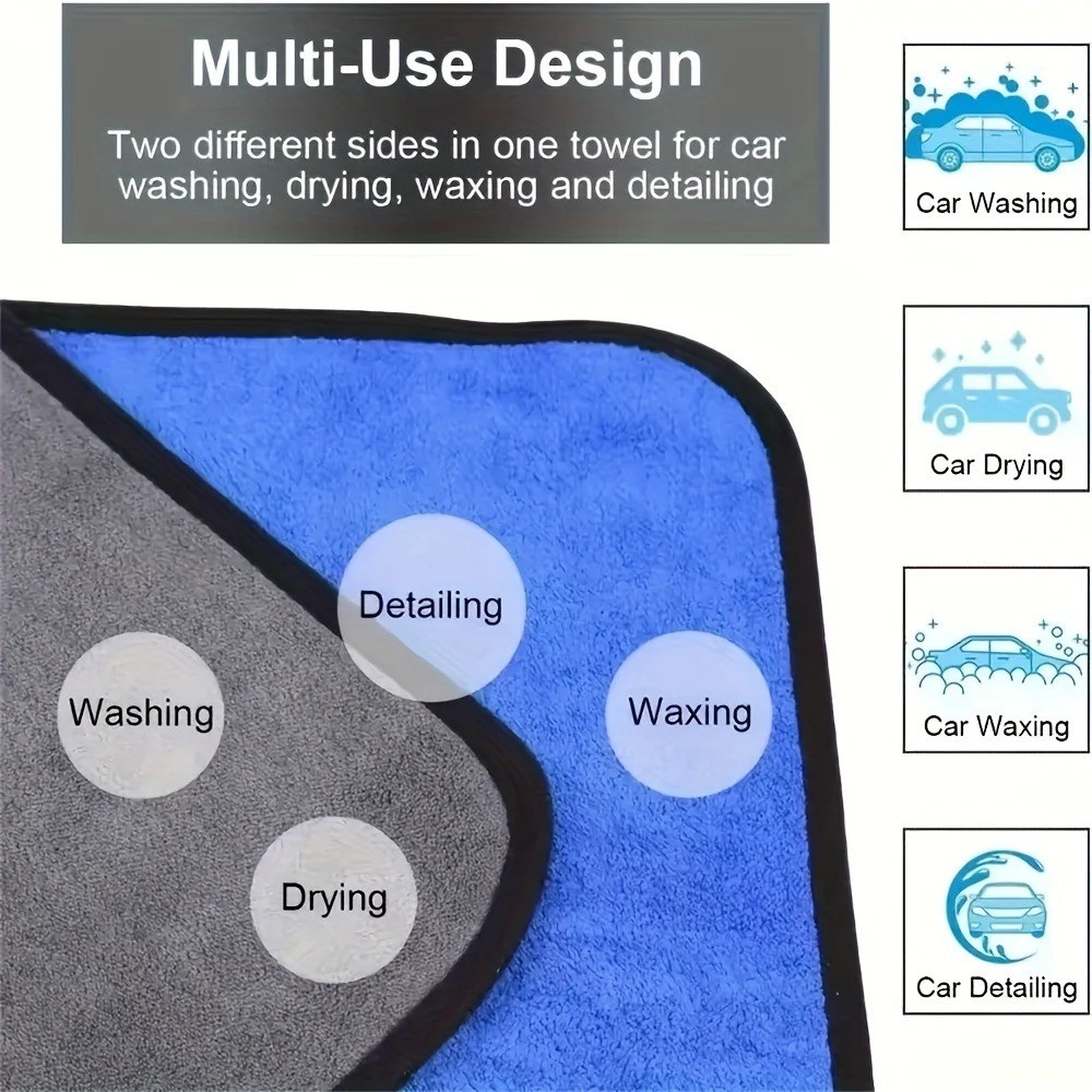 5PCS Microfiber Car Cleaning Towels Ultra Absorbent Drying Cloth Auto Detailing