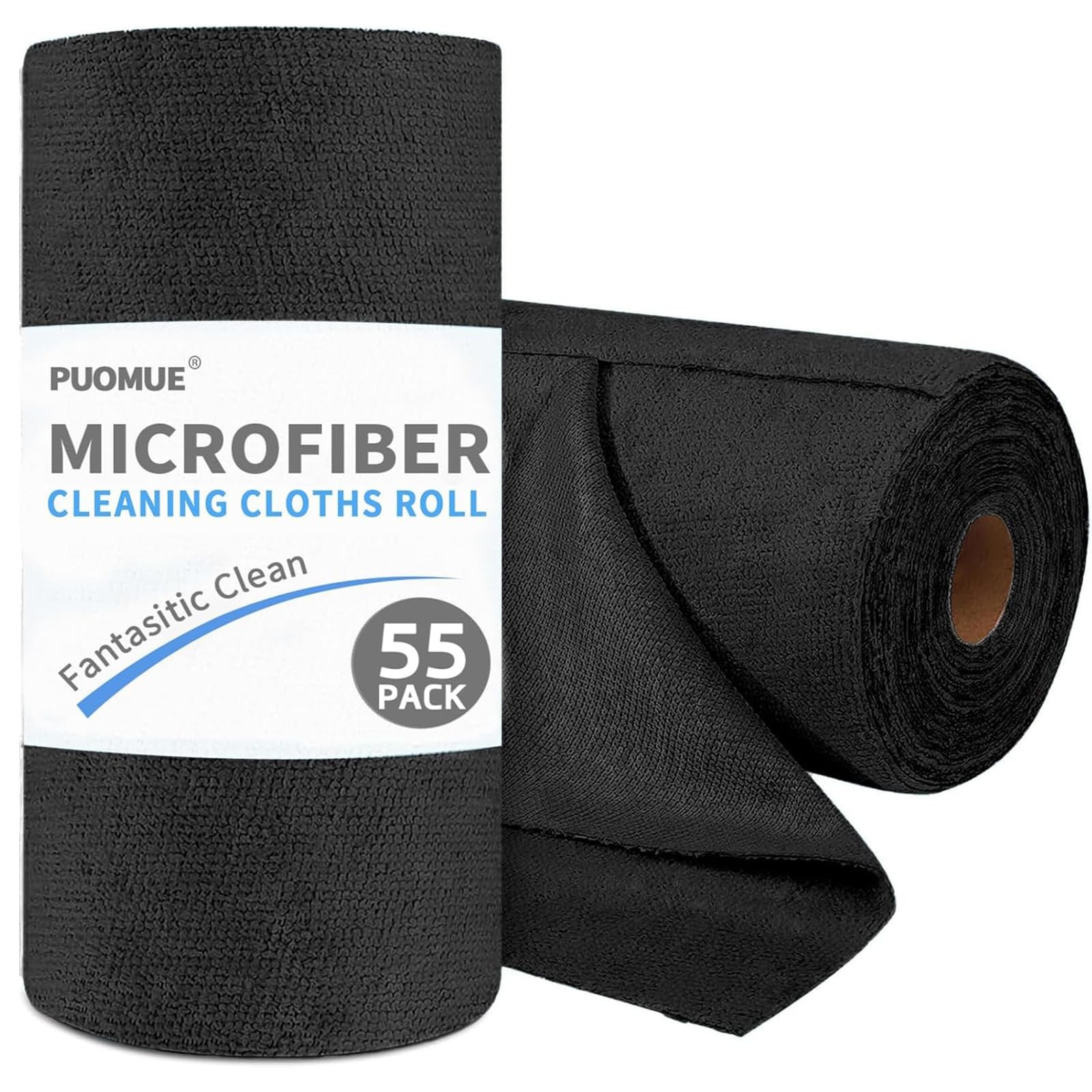 55 Pack Microfiber Cleaning Cloth Roll, Tear Away Reusable Paper Towels, 11″ …