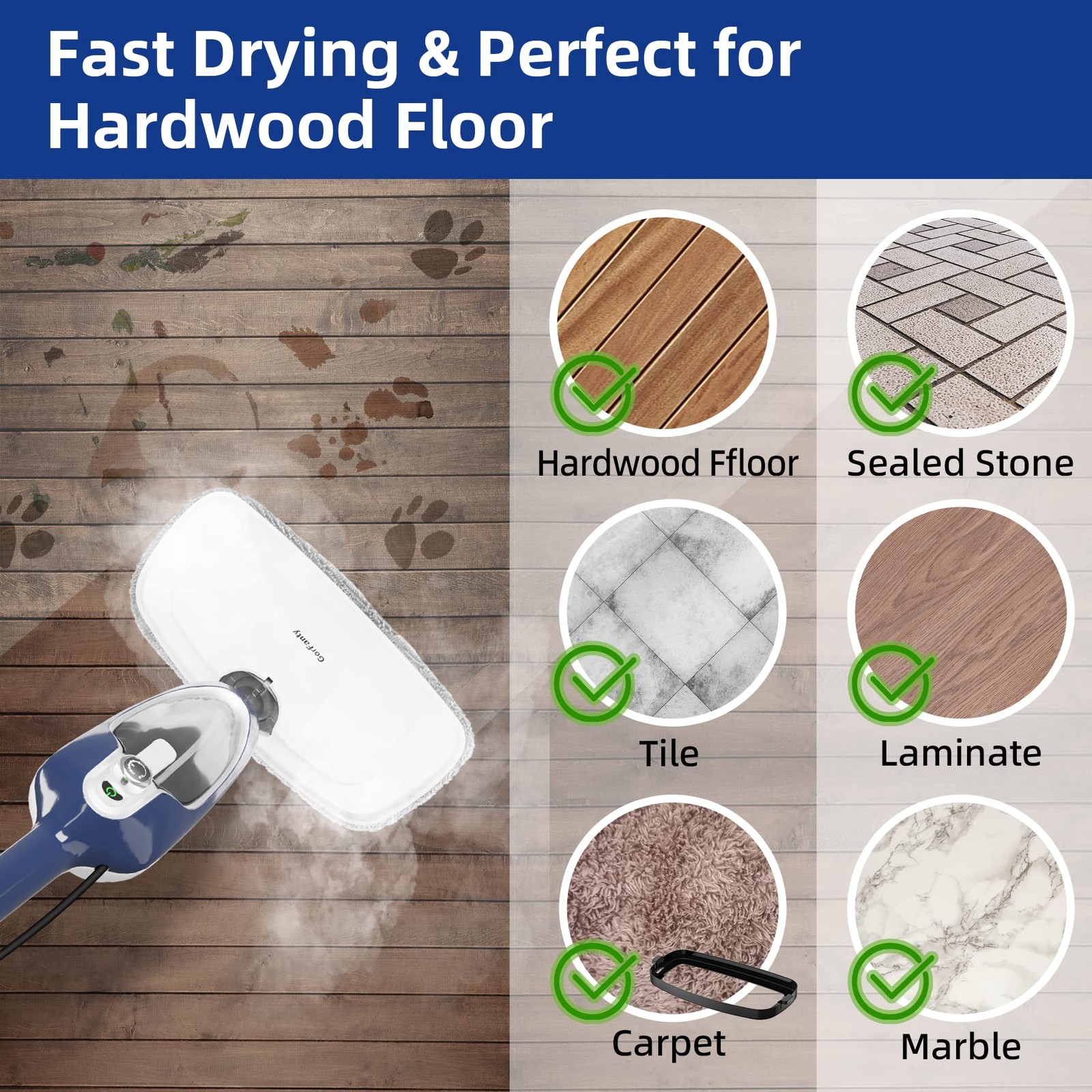 Steam Mop – 10-in-1 Floor Steamer Detachable MultiPurpose Handheld Steam Cleaner