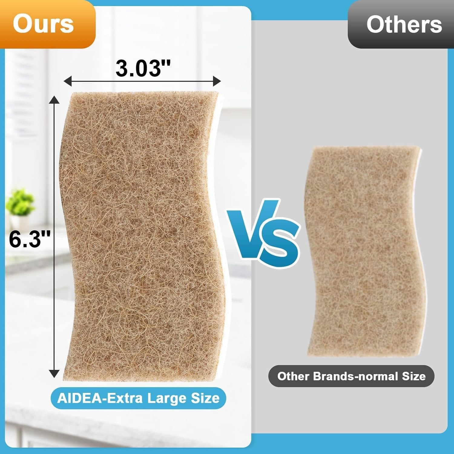 XL Non-Scratch Scrub Sponges – 6 Count Eco-Friendly Cellulose Kitchen Cleaning