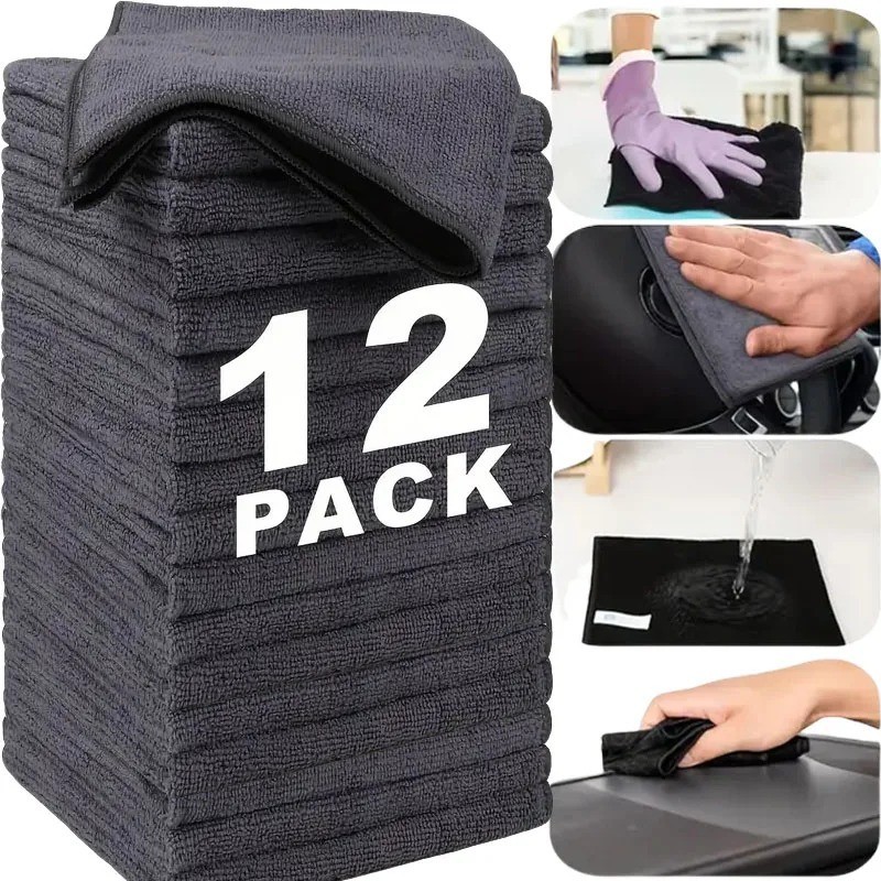 Microfiber Cleaning Cloths Bulk-15 Pack, Gray Microfiber Towels for Cars, Ultra