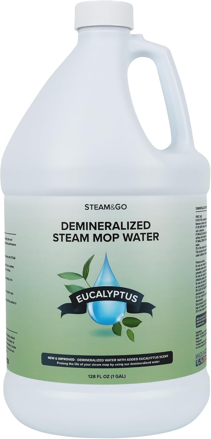 Eco-Friendly 128 oz Steam Mop Water – Eucalyptus Mint Scent, No Harsh Chemicals