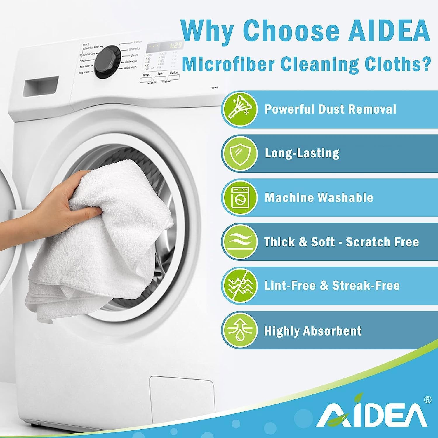 AIDEA Microfiber Cleaning Cloth White 50PK, Cleaning Rags, Lint Free Microfiber