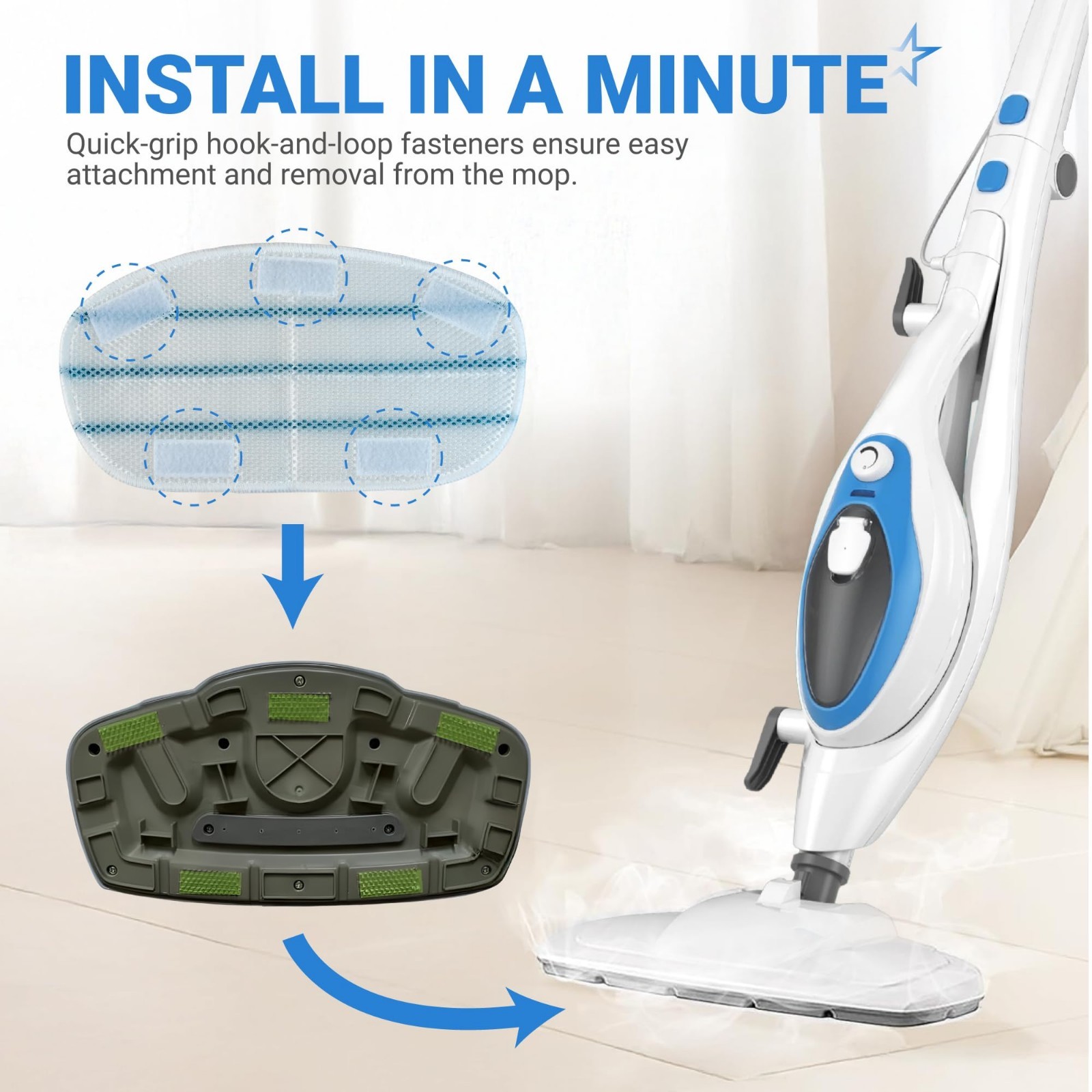 10-Pack Microfiber Steam Mop Pads for PurSteam ThermaPro 10-in-1 & 211 – Washabl