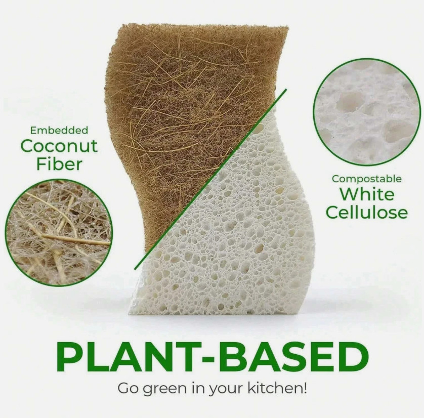 1-12pcs Kitchen Sponge Natural Biodegradable Eco Friendly Sponges for Kitchen