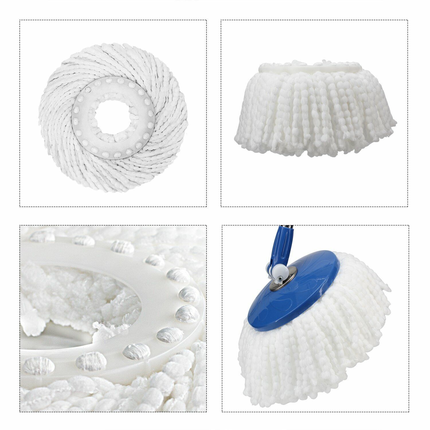 12 Pack 360° Spin Magic Mop Replacement Head Round Shape Standard Size Microfibe