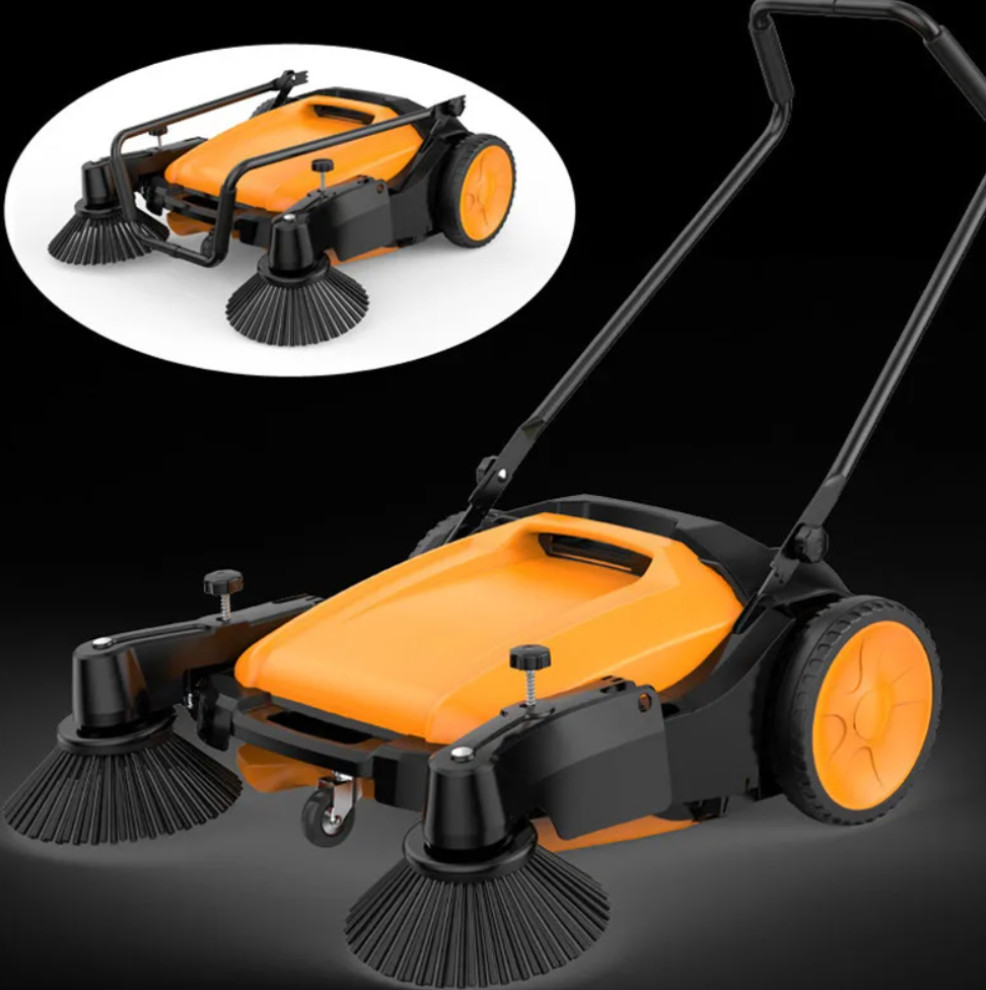 Industrial Floor Sweeper, Dual Side Brooms,39″ Walk-behind Floor Sweeper, C38