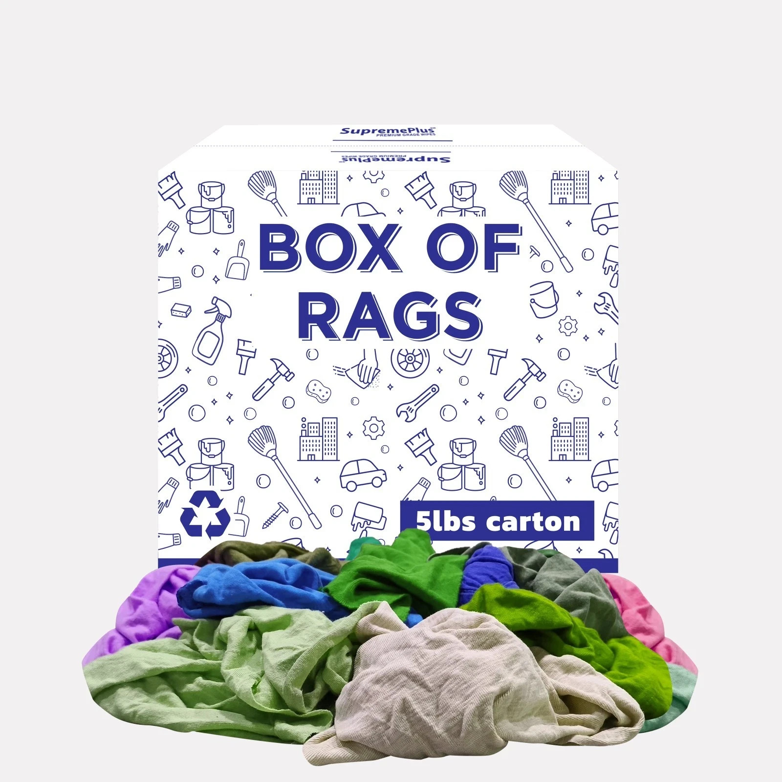 Color Knit Rags – Bulk Uncut T-Shirt Cotton Cleaning Wipers for Multipurpose Use