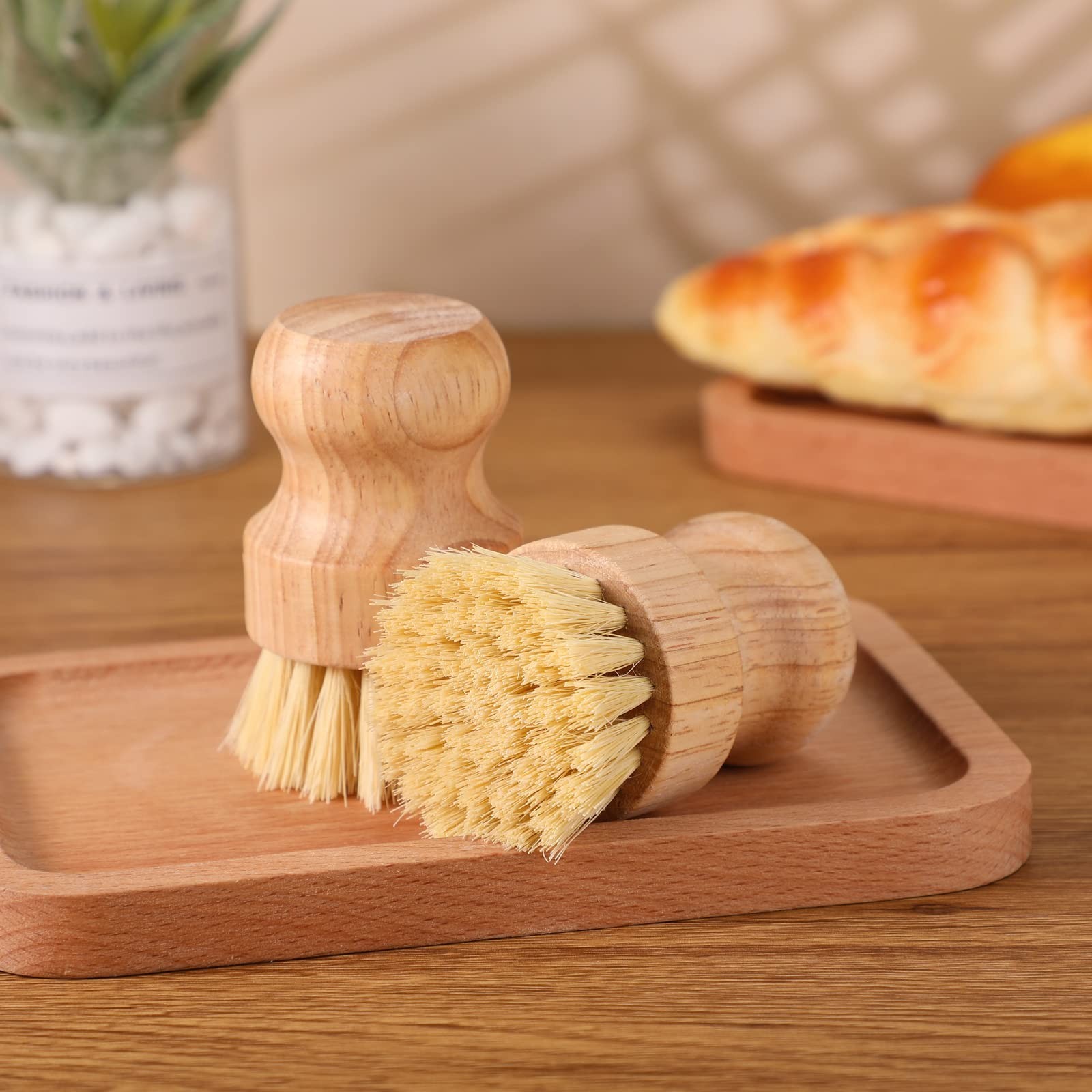 Nuenen 12 Packs Bamboo Dish Scrub Sisal, Natural and Sisal Color