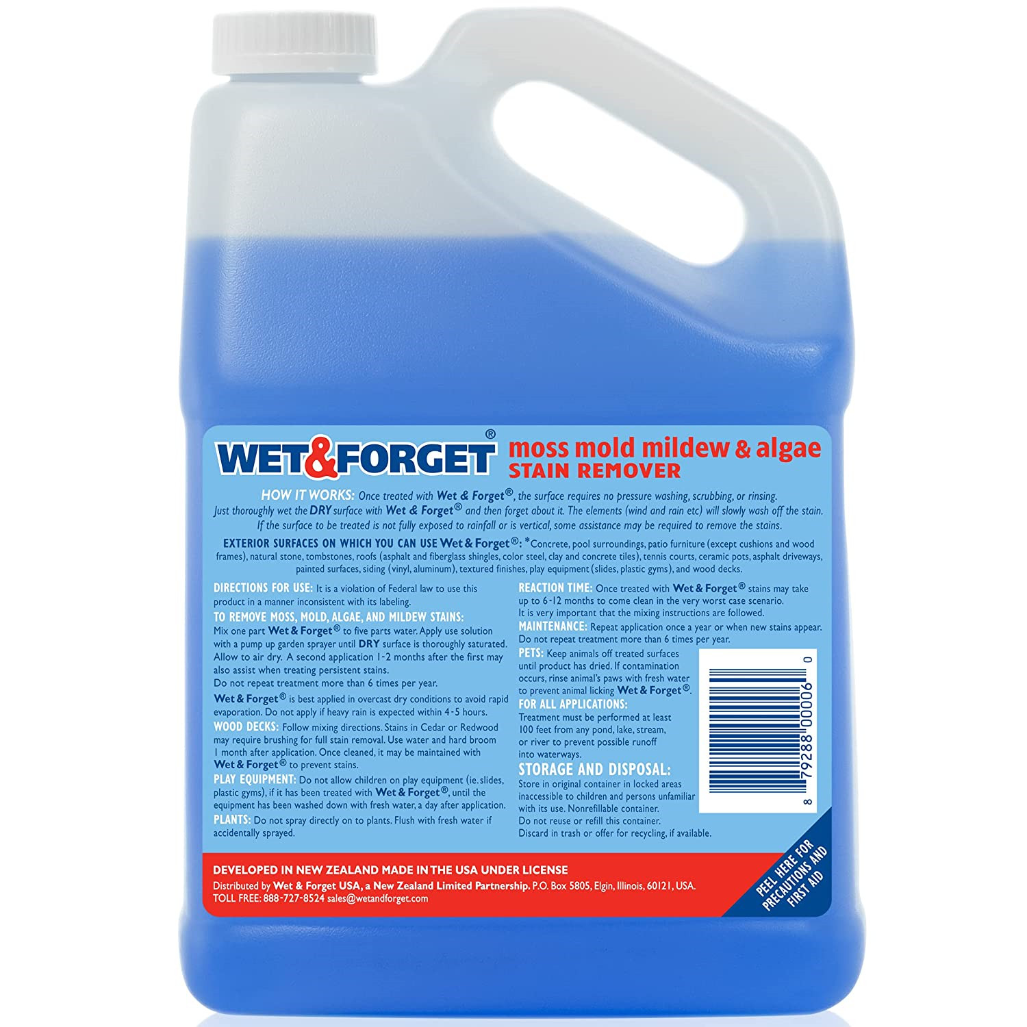 Wet & Forget Moss Mold Mildew & Algae Stain Remover Multi-Surface Outdoor 128