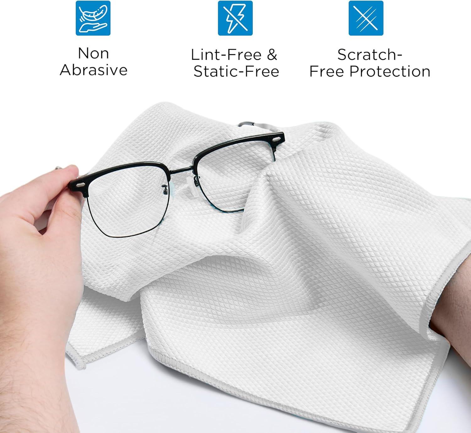 Microfiber Cleaning Cloth 6 Pack 15.5″X15.5″ Inches White and Grey | Glass Clean