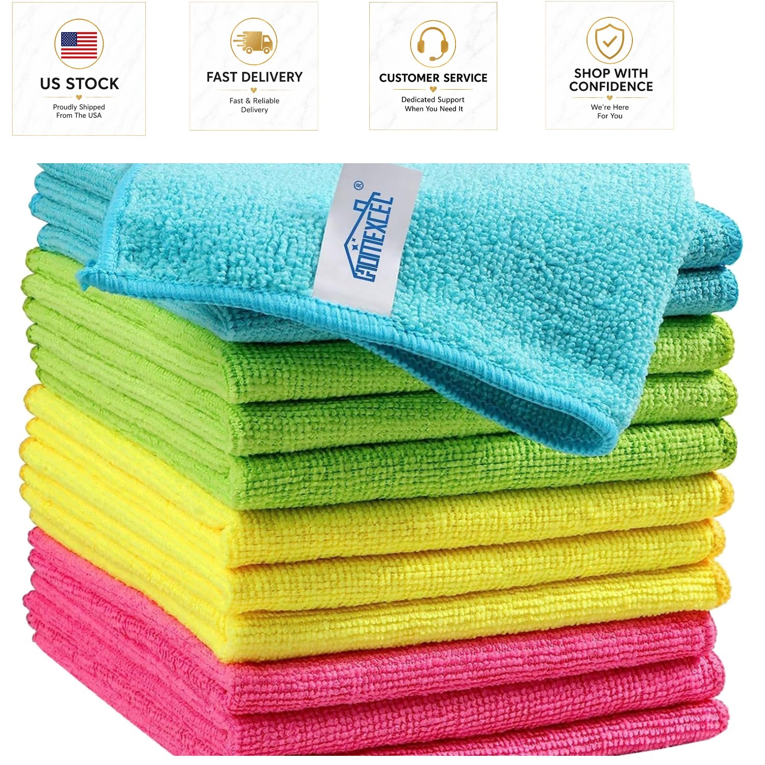 Multicolor Microfiber Cleaning Cloths – 12 Pack, 210GSM, Perfect for Home & Auto