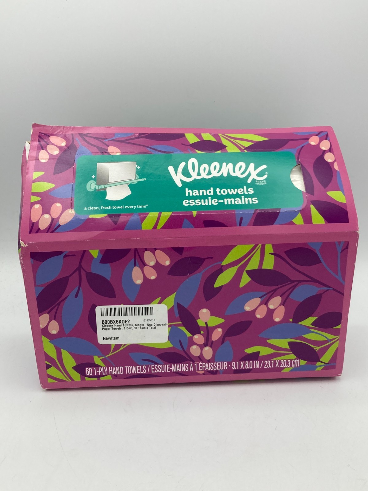 Kleenex Hand Towels Disposable Single-Use Paper Towels 60 Count Floral Box