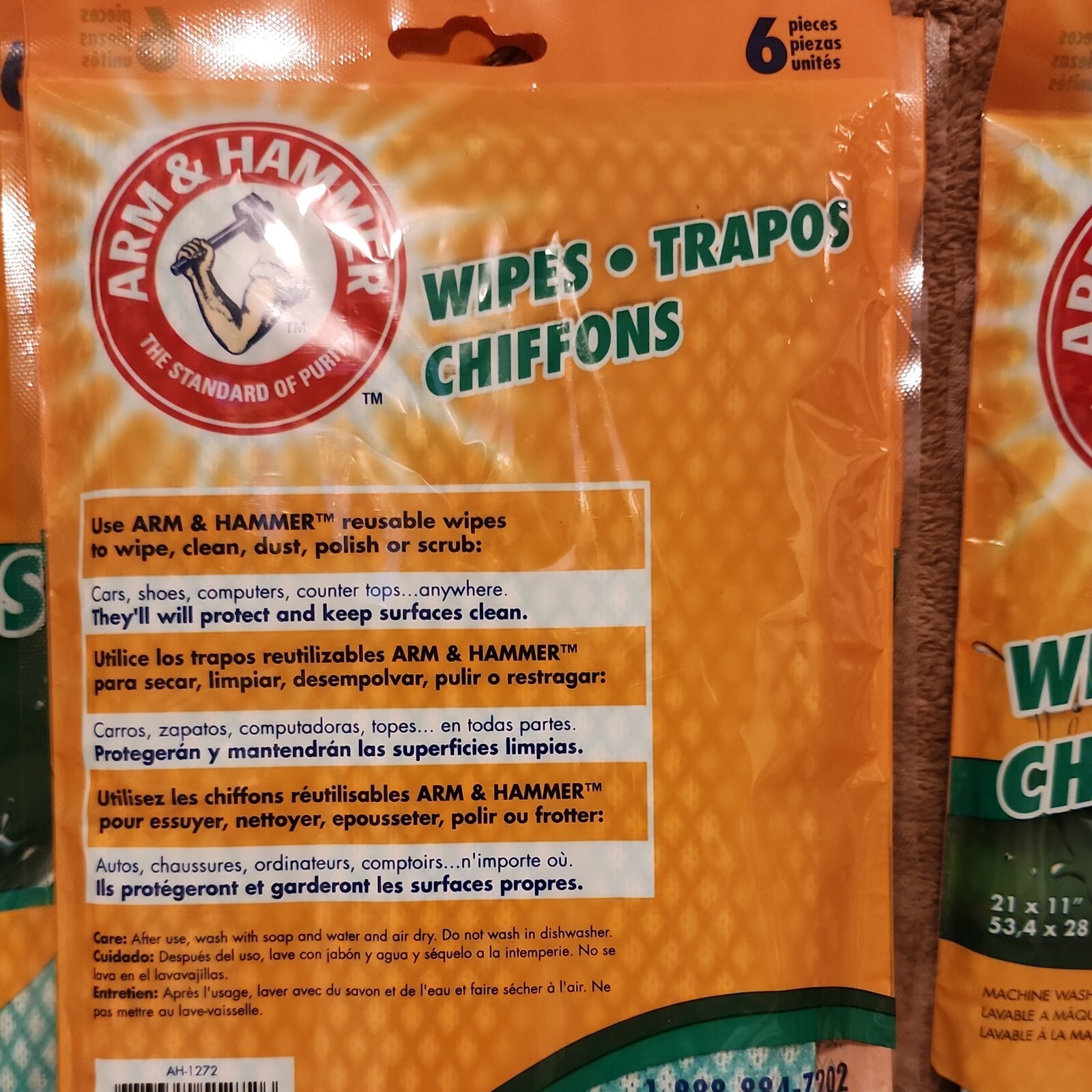 Lot of 6: Arm & Hammer Reusable Wipes , 6 Per Pack, 36 Wipes Total