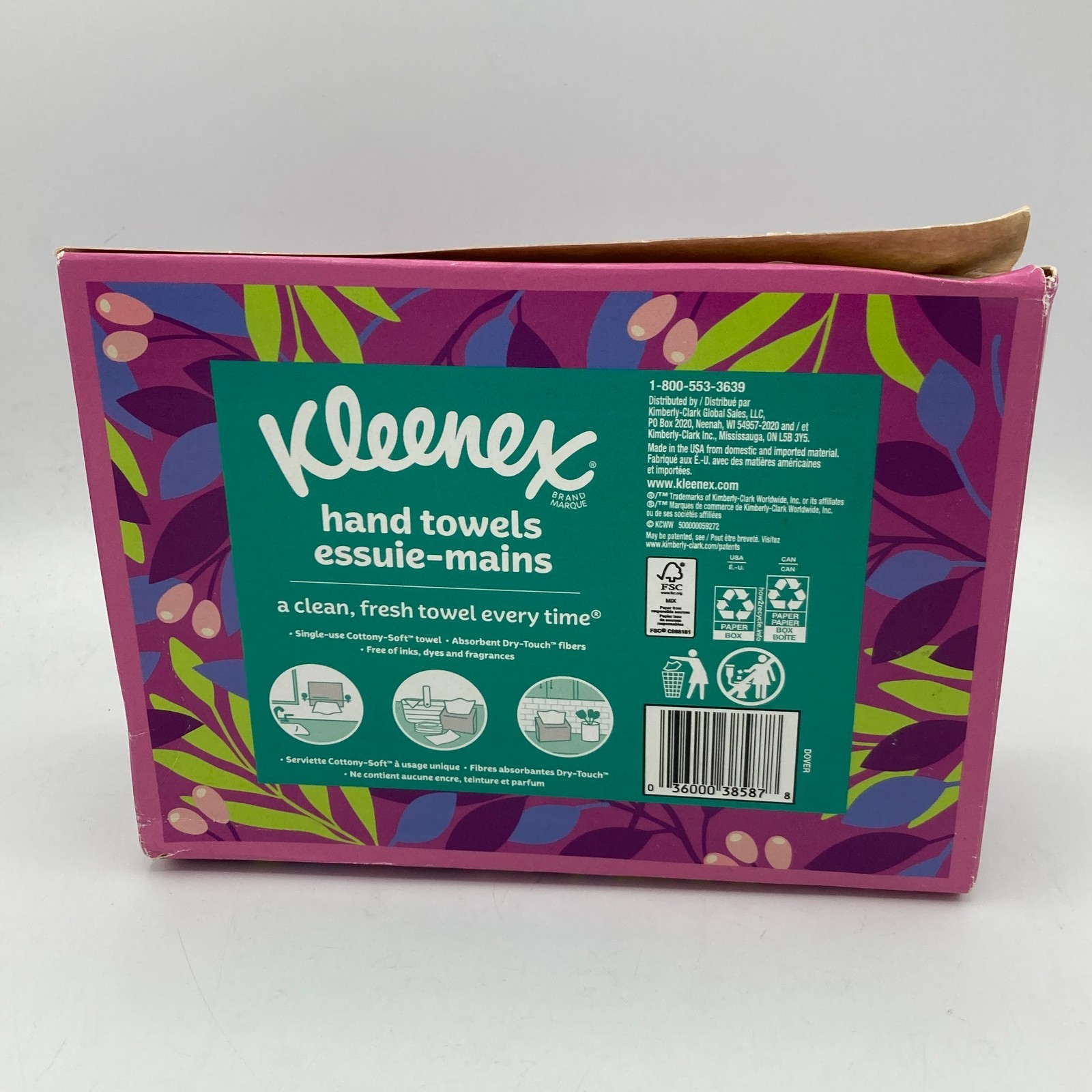 Kleenex Hand Towels Disposable Single-Use Paper Towels 60 Count Floral Box
